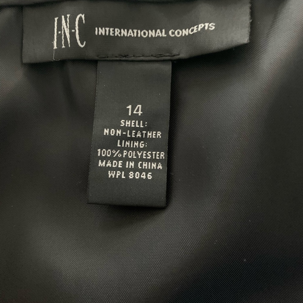 INC International Concepts Colorblock Faux Leather Skirt in Black, White, Brown - Picture 7 of 11